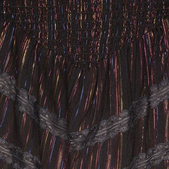 NWT Rococo Sand black & metallic fibre ruffle & lace accent mini dress, S - Picture 4 of 7